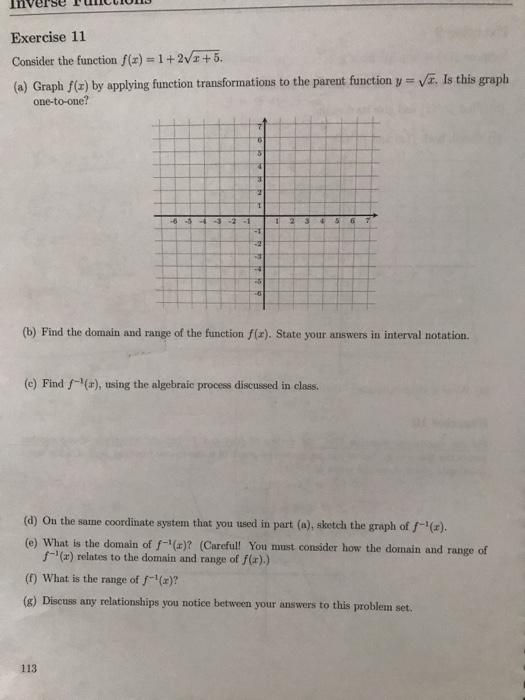 Solved Exercise 11 Consider the function f(x) = 1+2V1+5. (a) | Chegg.com