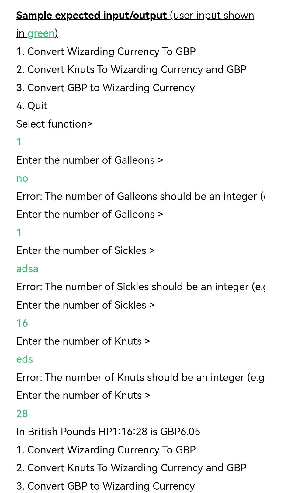Solved Write a program (and call the class WizardCurrency | Chegg.com