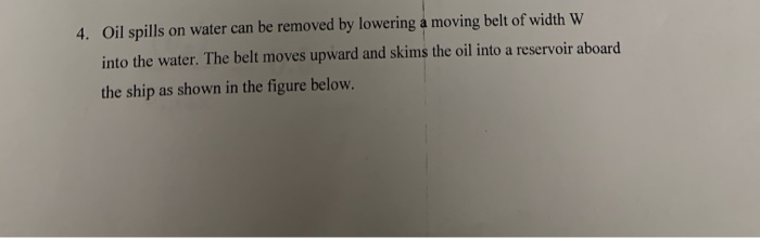 Solved 4. Oil spills on water can be removed by lowering a | Chegg.com