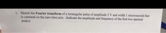 Solved 1. Sketch the Fourier transform of a rectangular | Chegg.com