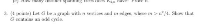 Solved 3. (4 points) Let G be a graph with n vertices and m | Chegg.com