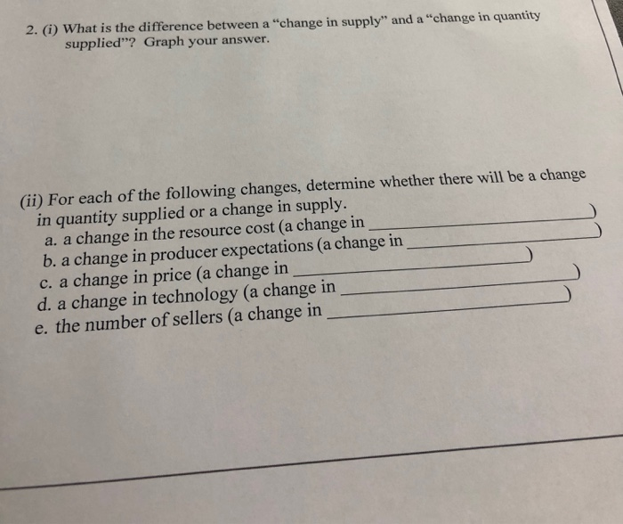 Solved 2. (i) What is the difference between a "change in | Chegg.com