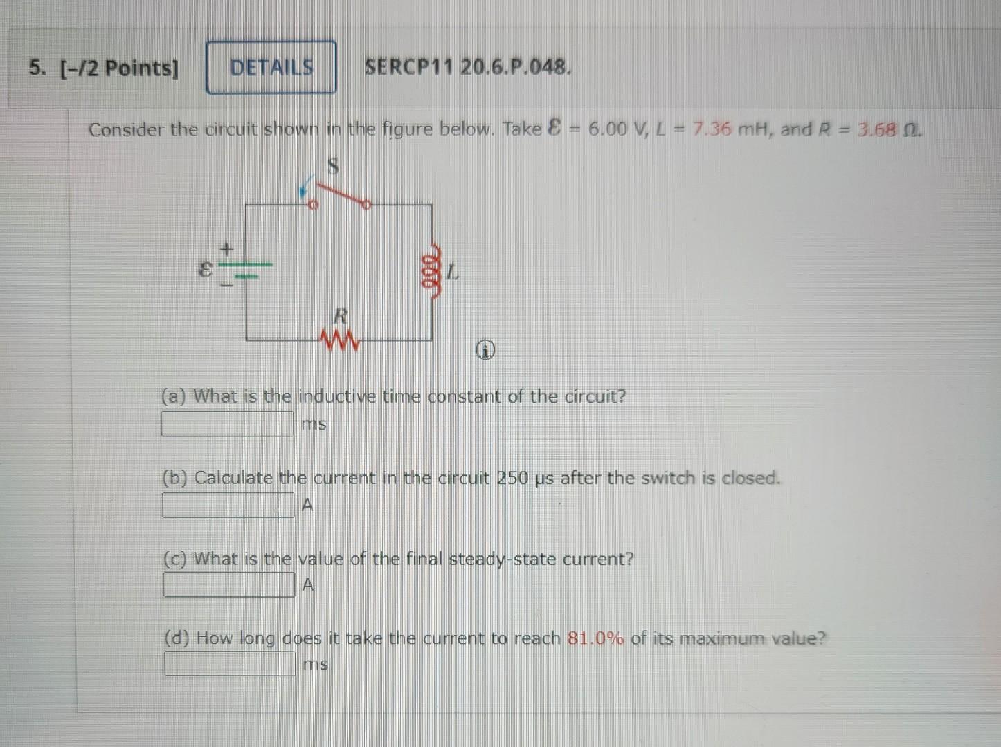 Solved Consider the circuit shown in the figure below. Take | Chegg.com