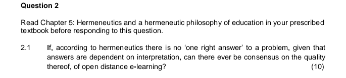Solved Question 2Read Chapter 5: Hermeneutics and a | Chegg.com