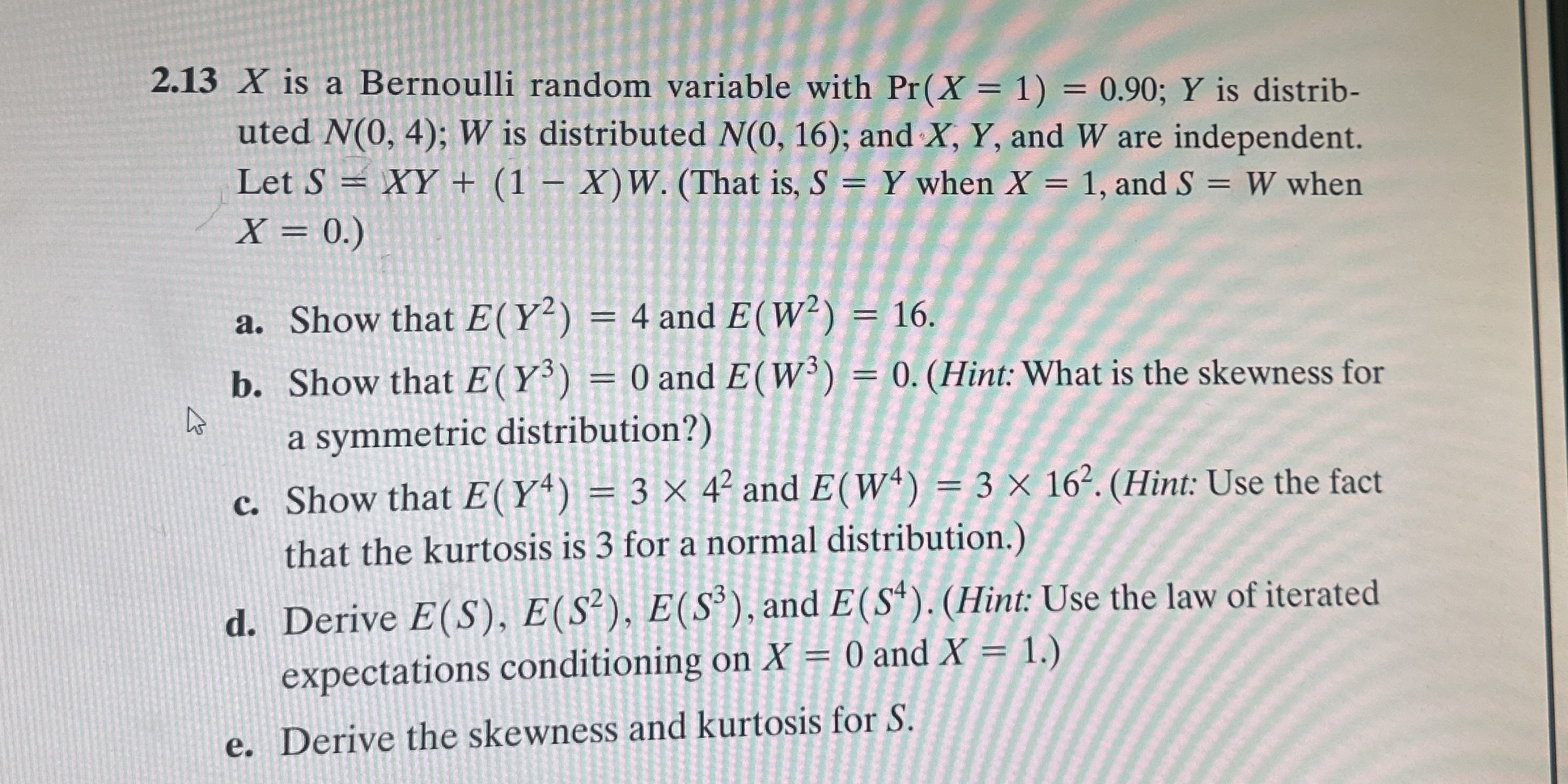 Solved by an EXPERT 2.13 x ﻿is a Bernoulli random variable with | Chegg.com