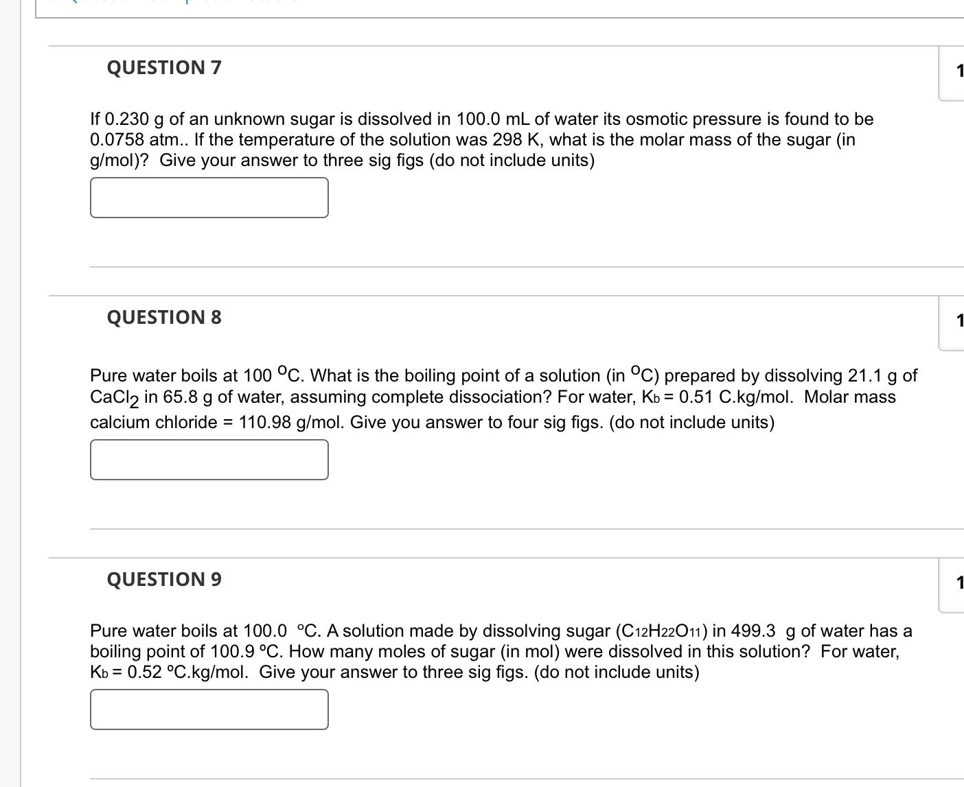 Solved QUESTION 7If 0.230g ﻿of an unknown sugar is dissolved | Chegg.com