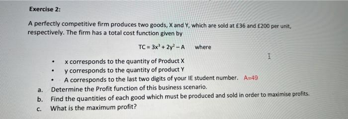 Solved Exercise 2: A Perfectly Competitive Firm Produces Two | Chegg.com