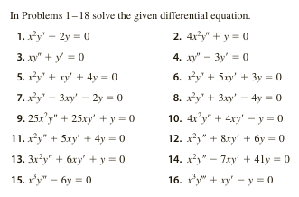 Solved In Problems 1-18 solve the given differential | Chegg.com