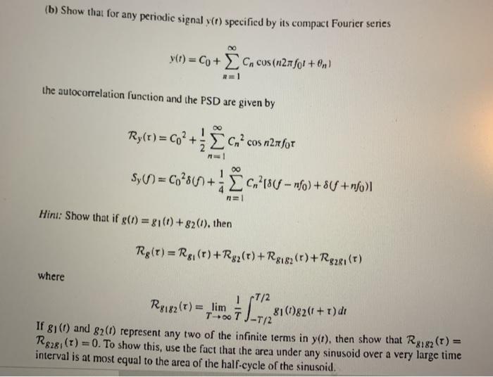 Solved 3.8-2 (a) Show that the autocorrelation function of | Chegg.com