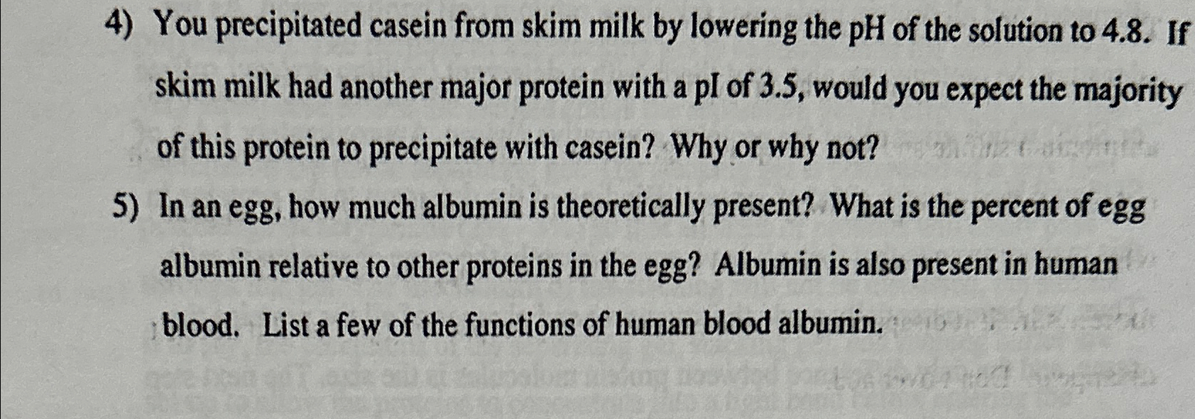 Solved You precipitated casein from skim milk by lowering | Chegg.com