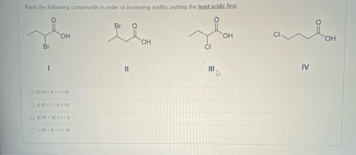 Solved Rank the following compounds in order of increasing | Chegg.com