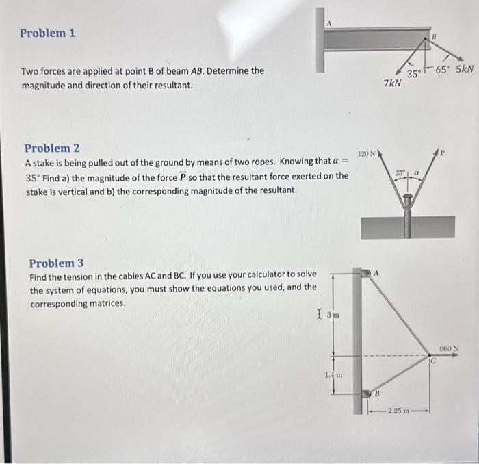 Solved Two Forces Are Applied At Point B Of Beam AB. | Chegg.com