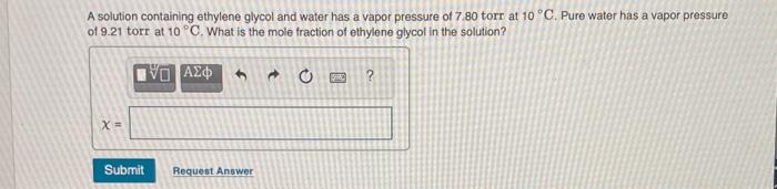 Solved A solution containing ethylene glycol and water has a | Chegg.com