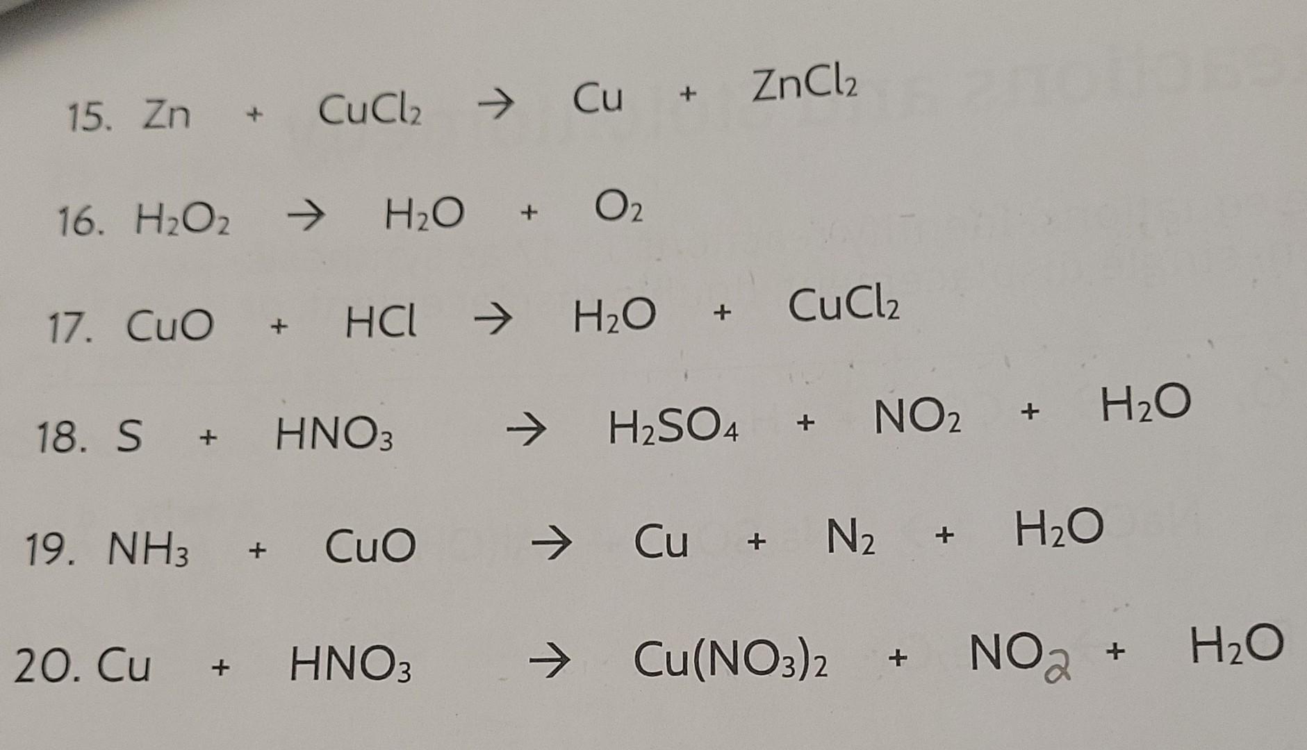 Cucl h2 cu hcl