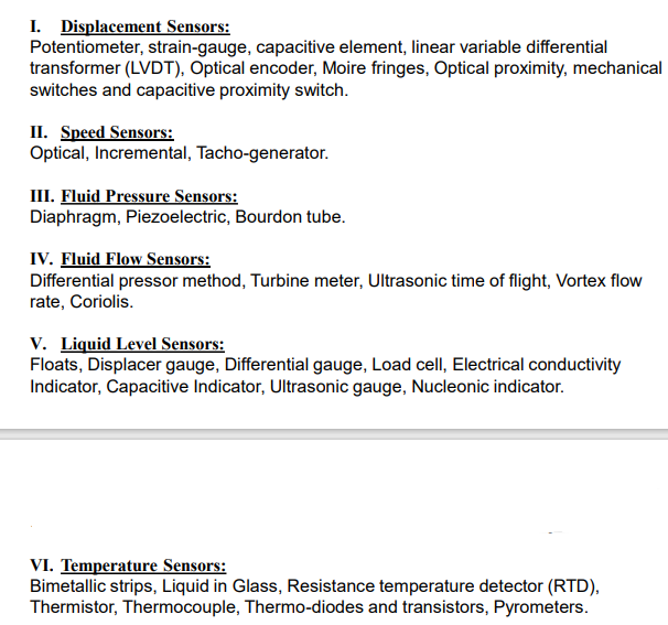 Solved Task 1 Define the types of sensors and transducers