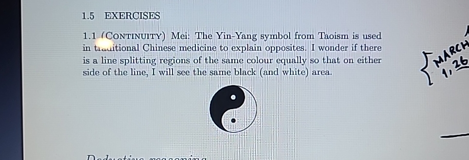 1.5 ﻿EXERCISES1.1 (Continuity) ﻿Mei: The Yin-Yang | Chegg.com