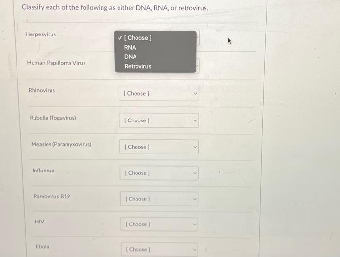 Solved Classify each of the following as either DNA, RNA, or | Chegg.com