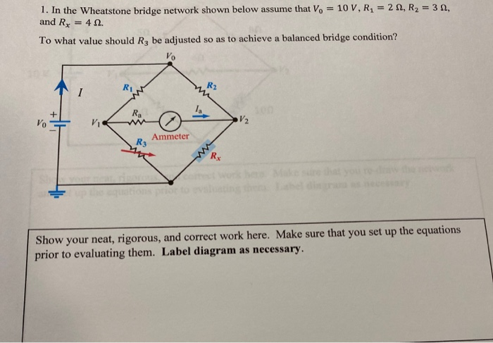 Solved and Rx 1. In the Wheatstone bridge network shown | Chegg.com
