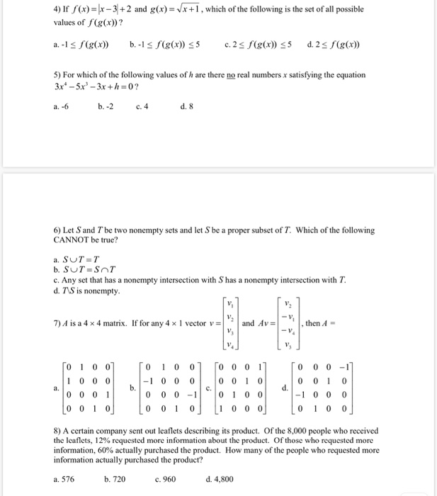 Solved 4 If S X X 31 2 And G X Vx 1 Which Of The Chegg Com