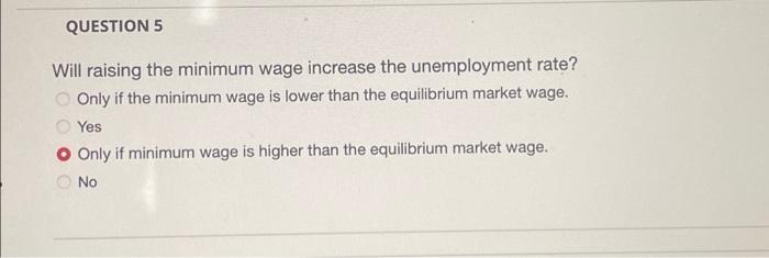 Solved QUESTION 5 Will Raising The Minimum Wage Increase The | Chegg.com