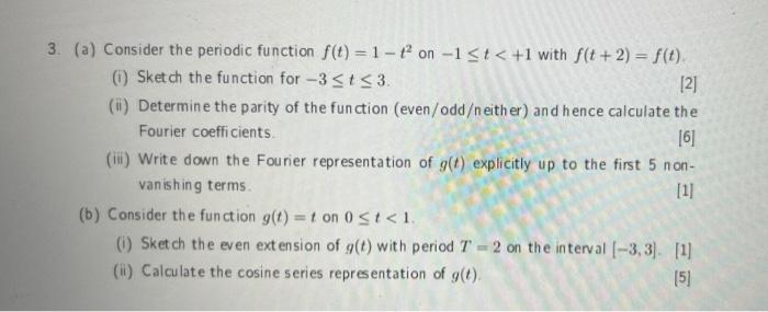 Solved 3. (a) Consider the periodic function f(t) = 1 - 12 | Chegg.com