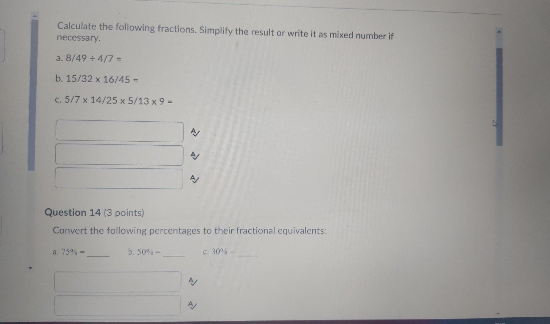 Solved Calculate the following fractions. Simplify the | Chegg.com