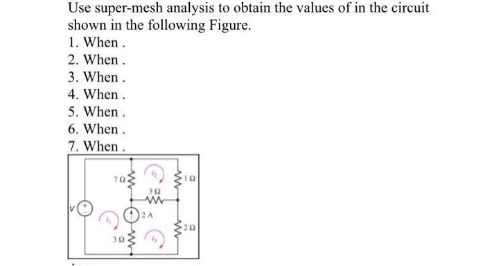 Solved Use super-mesh analysis to obtain the values of in | Chegg.com
