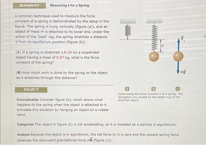 Solved Example 6.5 Measuring k for a Spring A common | Chegg.com
