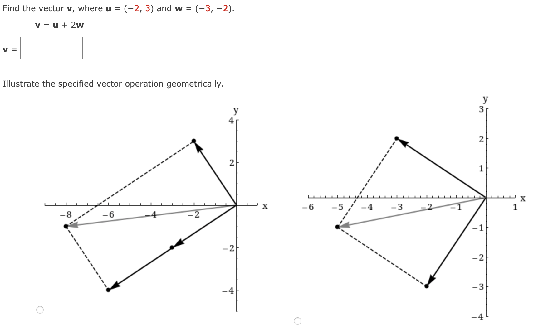 Find the vector v, where u=(-2,3) and | Chegg.com