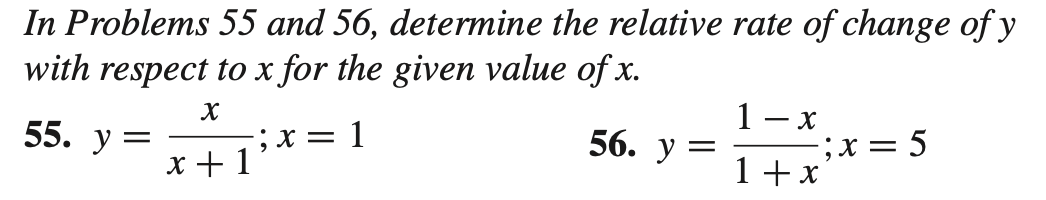 Solved In Problems 55 ﻿and 56, ﻿determine the relative rate | Chegg.com