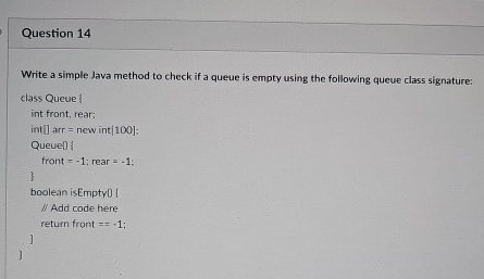 Solved Question 14Write a simple Java method to check if a | Chegg.com