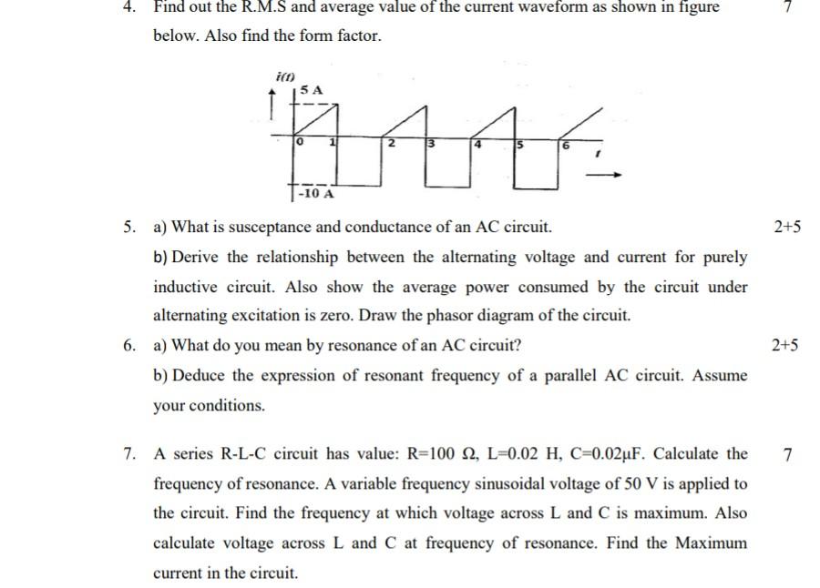 Solved 4. Find out the R.M.S and average value of the | Chegg.com