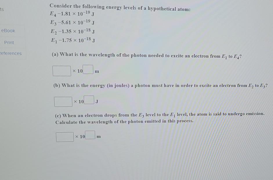 Solved ts Consider the following energy levels of a | Chegg.com