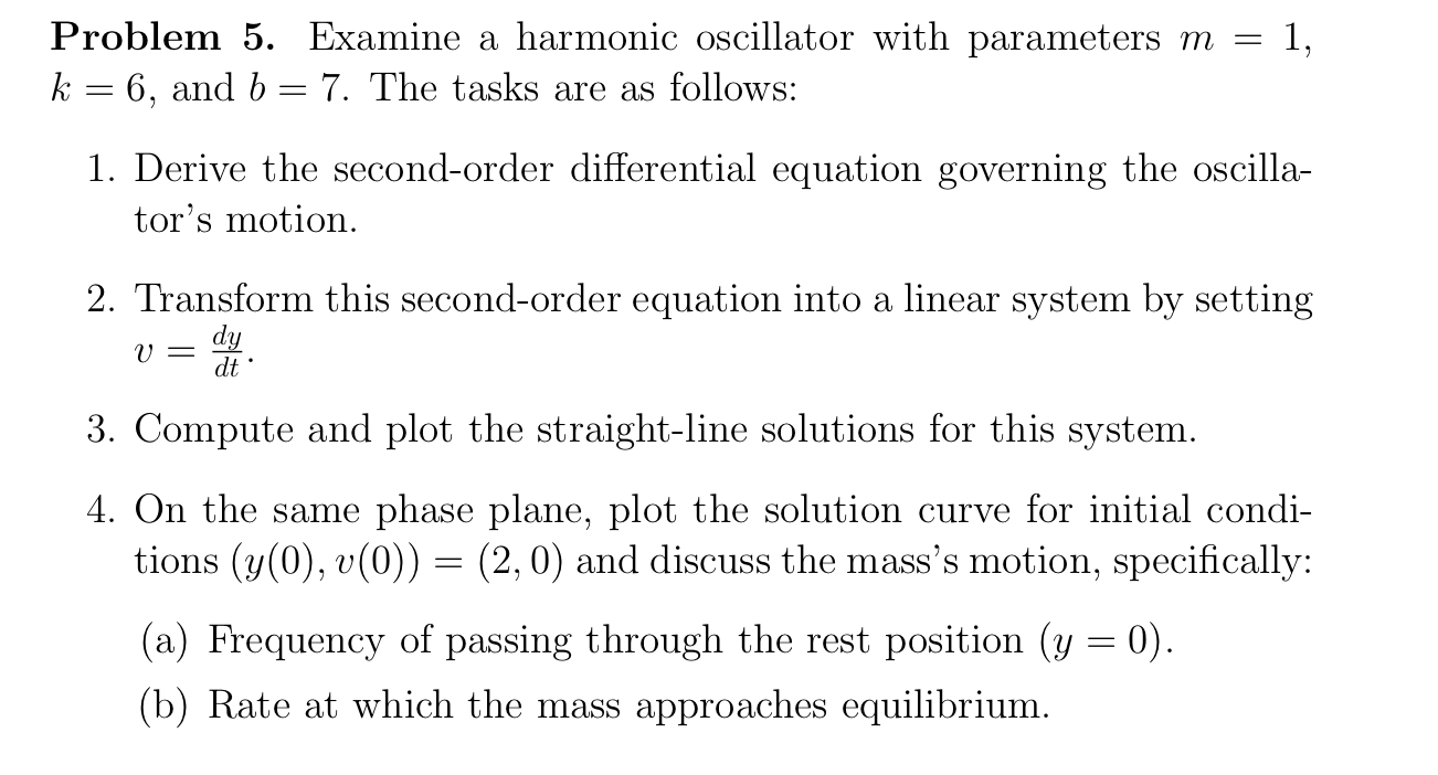 Problem 5. ﻿Examine a harmonic oscillator with | Chegg.com