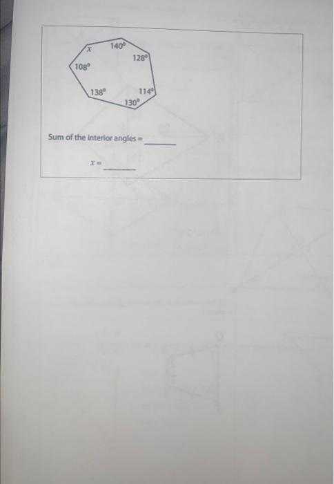 Solved Sum of the interior angles = | Chegg.com