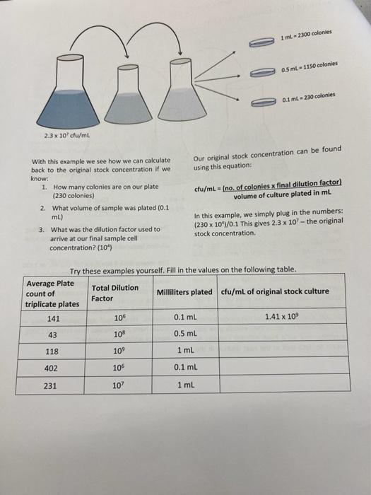 Solved Serial Dilutions Dilutions are used in microbiology,
