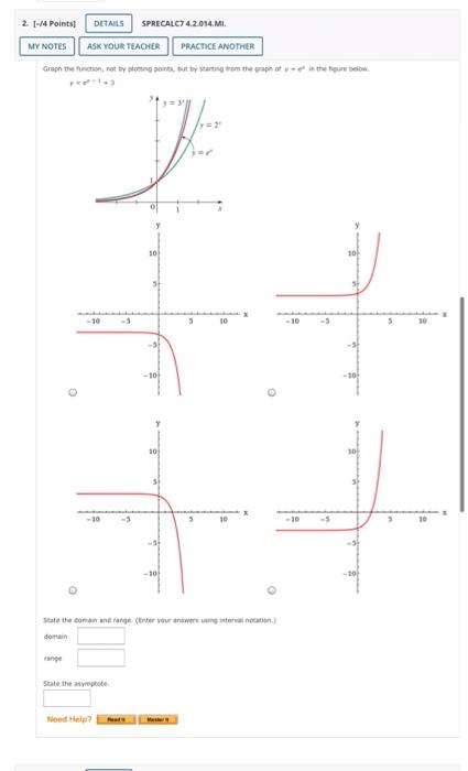 Solved 1. 1-14 Points DETAILS SPRECALC7 4.2.013.MI MY NOTES | Chegg.com