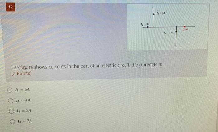 Solved 12 1. 4 The figure shows currents in the part of an | Chegg.com