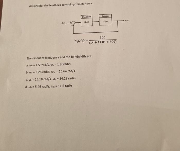 Solved 4) Consider The Feedback Control System In Figure | Chegg.com