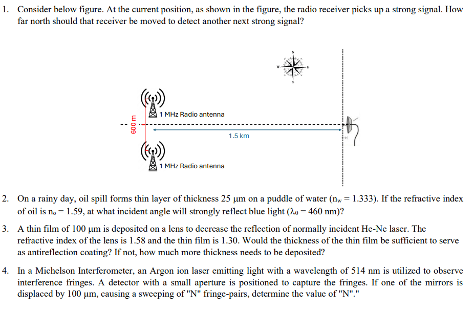 Solved Can I get the answers for these Optics problems? | Chegg.com