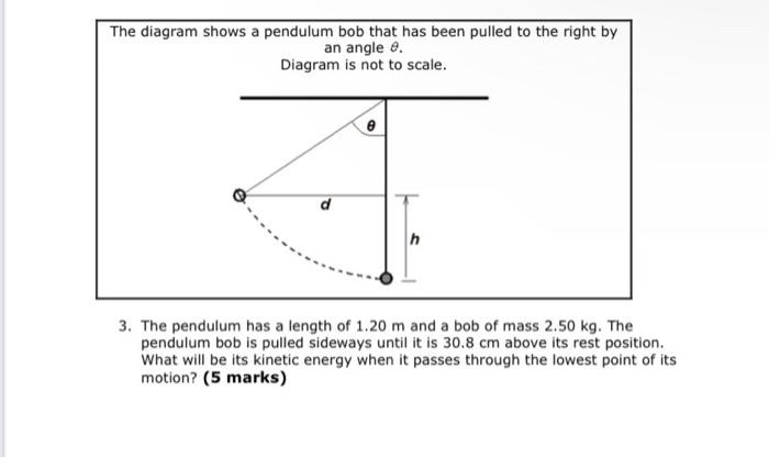 Solved The Diagram Shows A Pendulum Bob That Has Been Pulled | Chegg.com