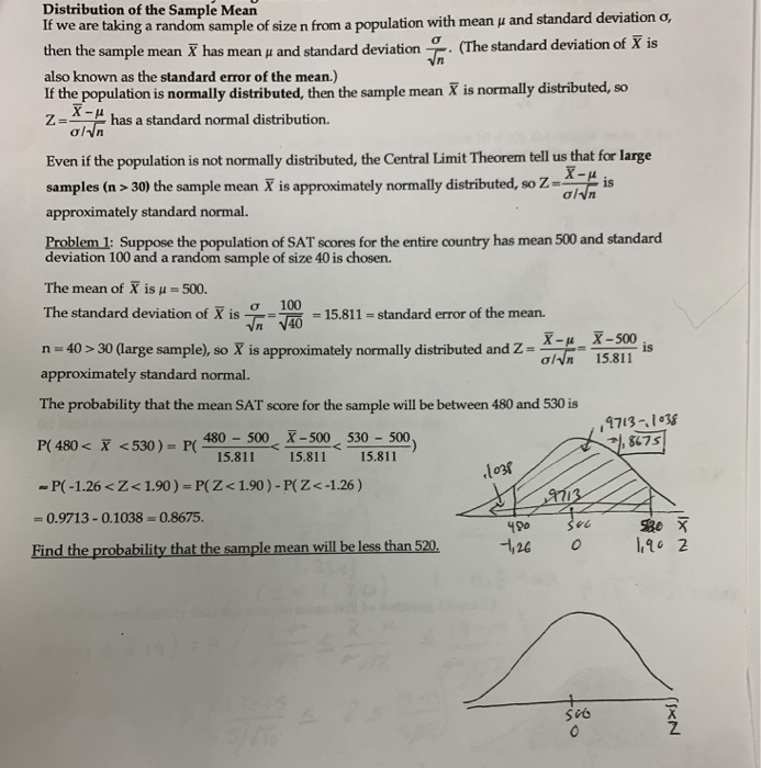 Solved Distribution of the Sample Mean If we are taking a
