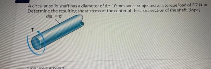 Solved A circular solid shaft has a diameter of d=10 mm and | Chegg.com
