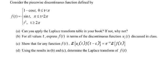 Solved Consider the piecewise discontinuous function defined | Chegg.com