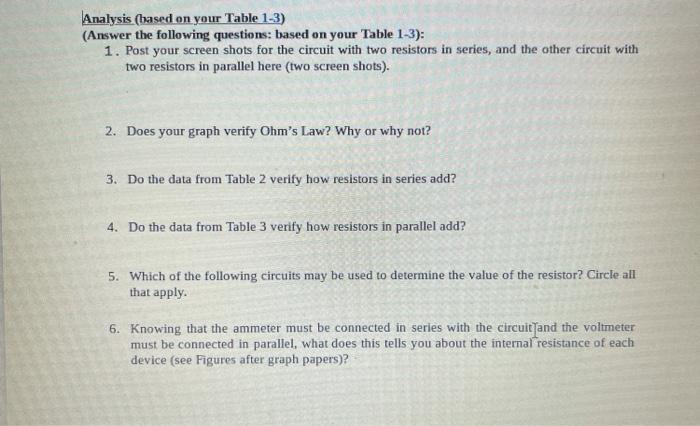 Solved Lab: Olm's law Following General Instruction and | Chegg.com