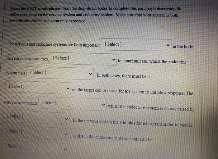 Solved Select the BEST words/phrases from the drop down | Chegg.com
