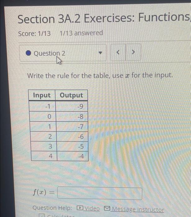 Solved Section 3A.2 Exercises: Functions Score: 1/13 1/13 | Chegg.com