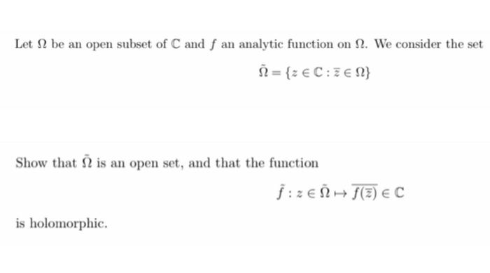 Solved Let 2 be an open subset of C and f an analytic | Chegg.com