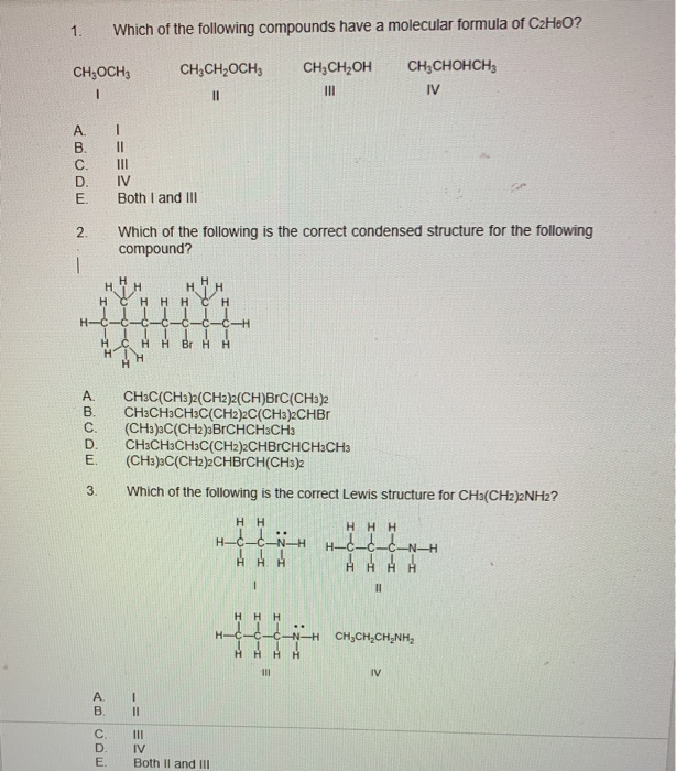 Solved 1. Which of the following compounds have a molecular | Chegg.com