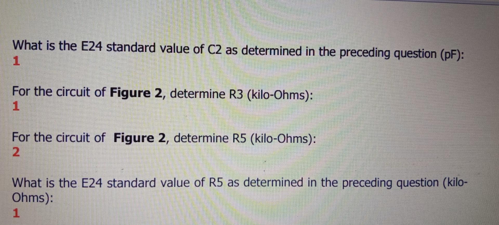 What is the E24 standard value of C2 as determined in | Chegg.com